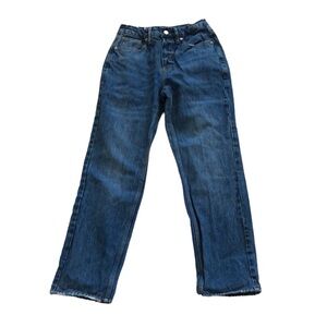 Good American Womens Straight Leg Jeans Sz 2/26 Denim Whiskering High Rise